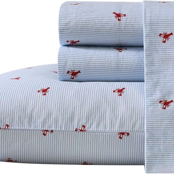 Nautica Lobster Walk Twin XL Flat Sheet 100% Cotton , Lightweight & Breathable - Picture 3 of 5
